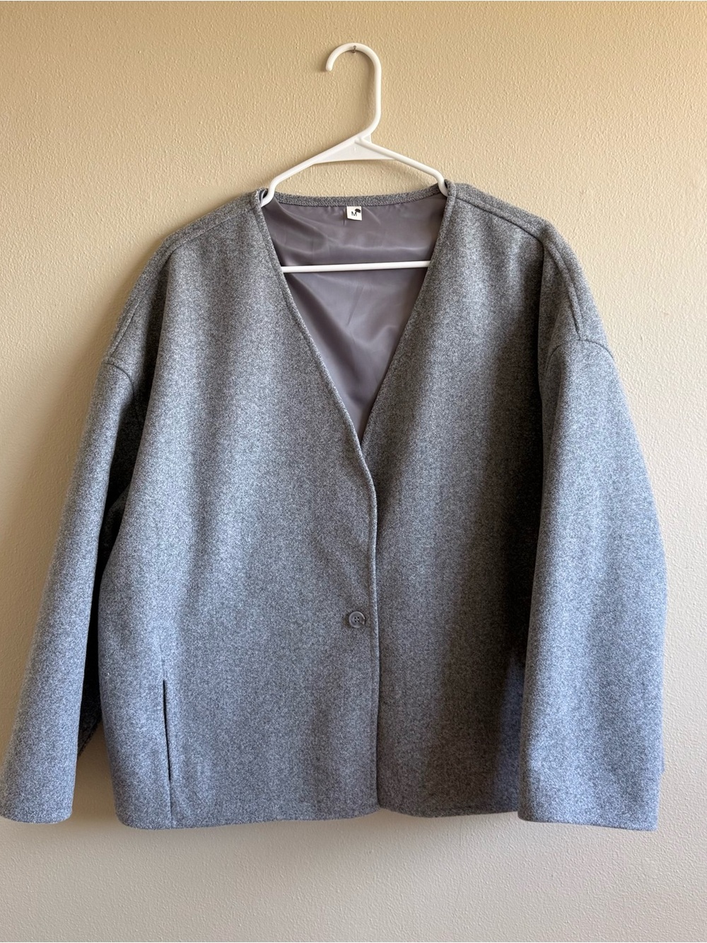 Men’s Japanese Collarless Gray Jacket Cardigan